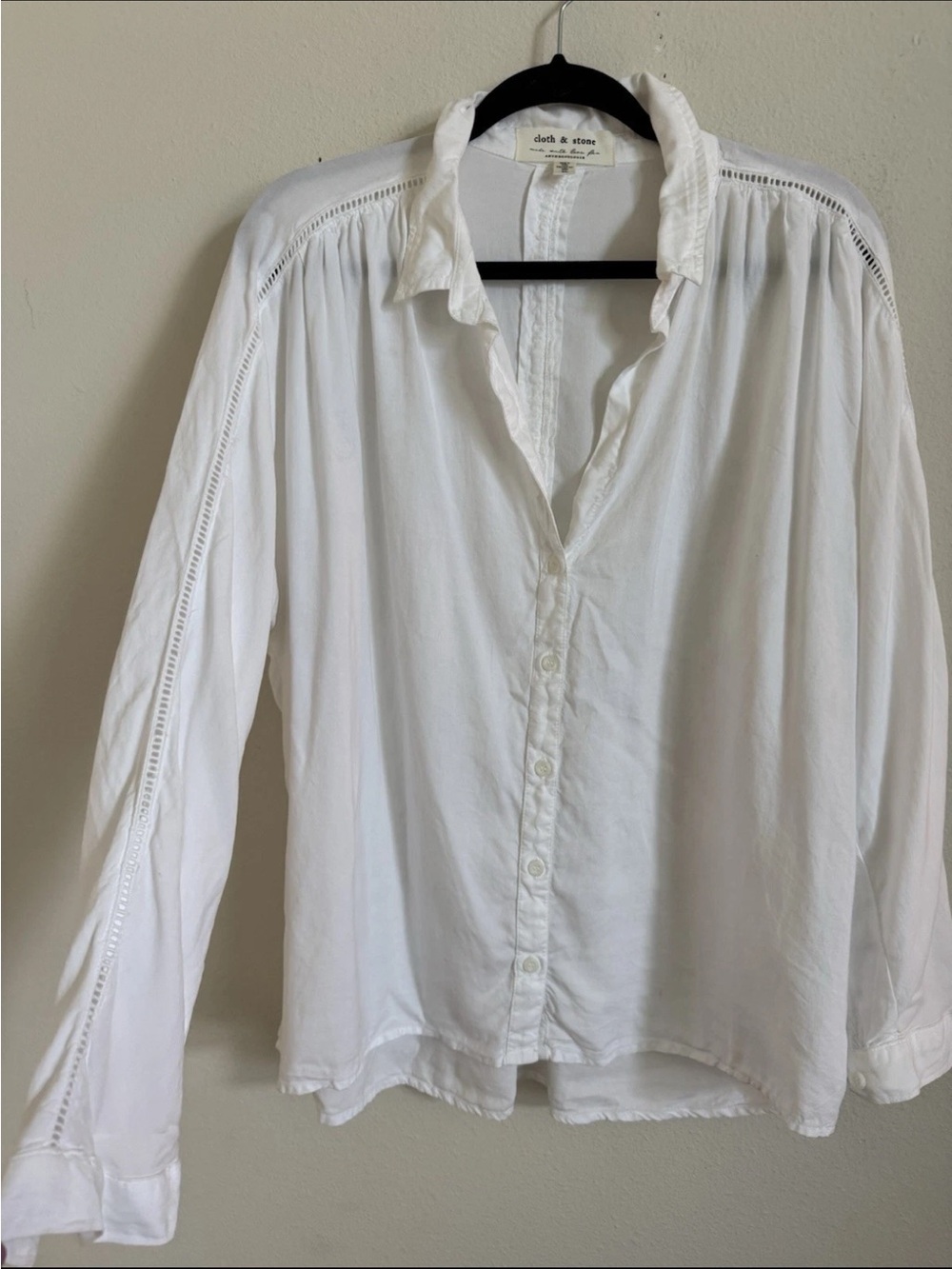 Anthropologie cloth & stone Landry Buttondown  White Boho Oversized XL